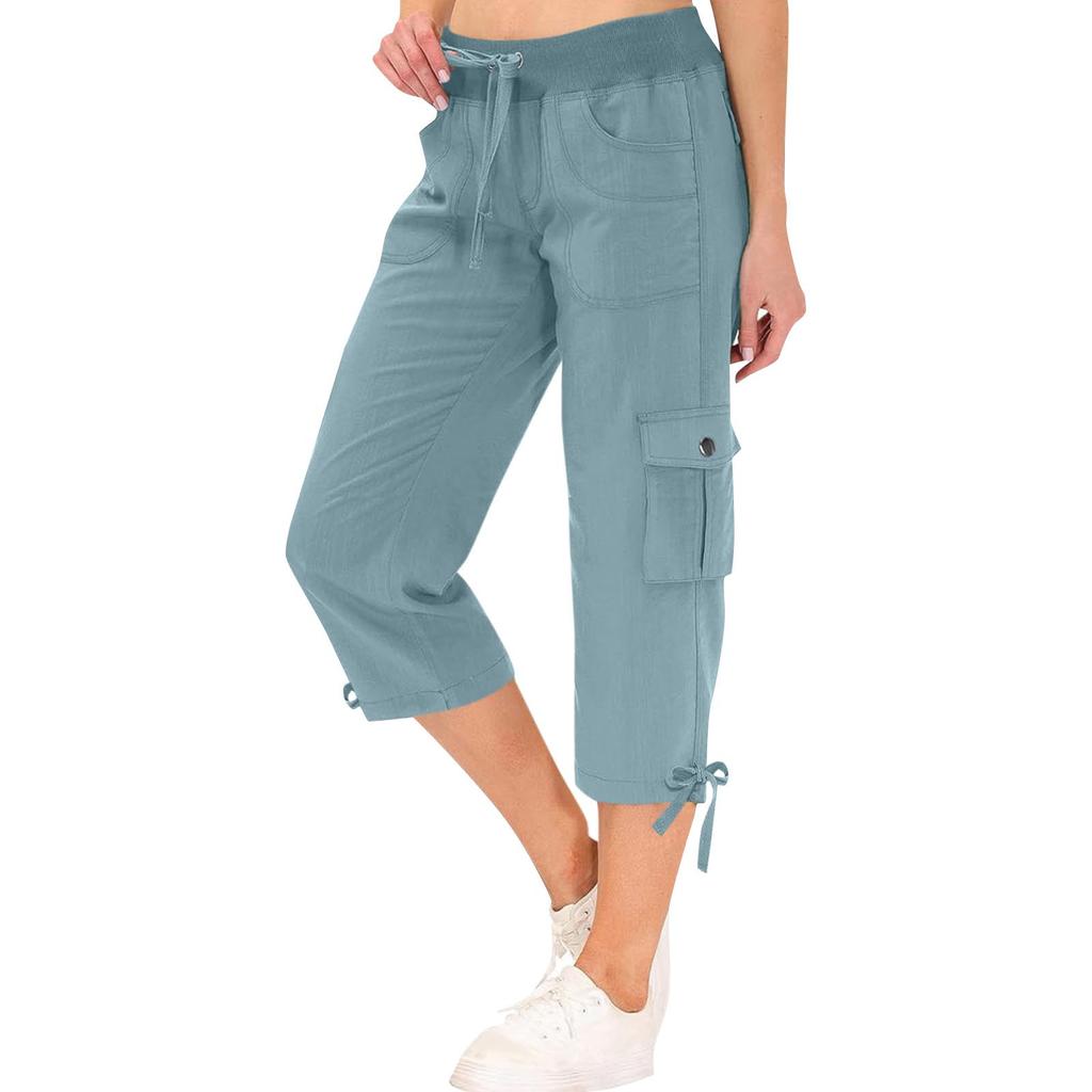 Женские капри-карго с 6 карманами, легкие быстросохнущие повседневные удобные летние брюки для путешествий на открытом воздухе