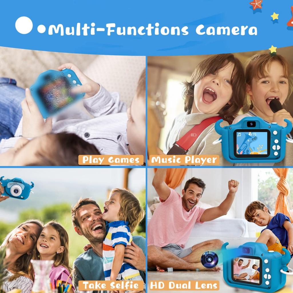 Kids Digital Camera With Sd Card Toy Girl Boy 1080P Hd Screen Outdoor Cartoon Dinosaur Camera Photography Video Birthday Gifts