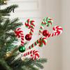 Xmas Vase Filler Christmas Candy Cane Pick, Red White Green Plush Stem, Tree Decoration Branch for Filler, Wreath, Decor