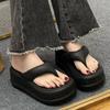 Fashion Rubber Flip Flops High-Heeled Shoes Lady Slippers Flat Platform Slides Hawaiian Massage Soft PU Fabric High-Heeled Shoes Lady