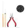 Hook Needle Hair Extensions Tools Kit Crochet Hook Pulling Needle 500pcs Micro Ring Beads Loop Threader Silicone Rings