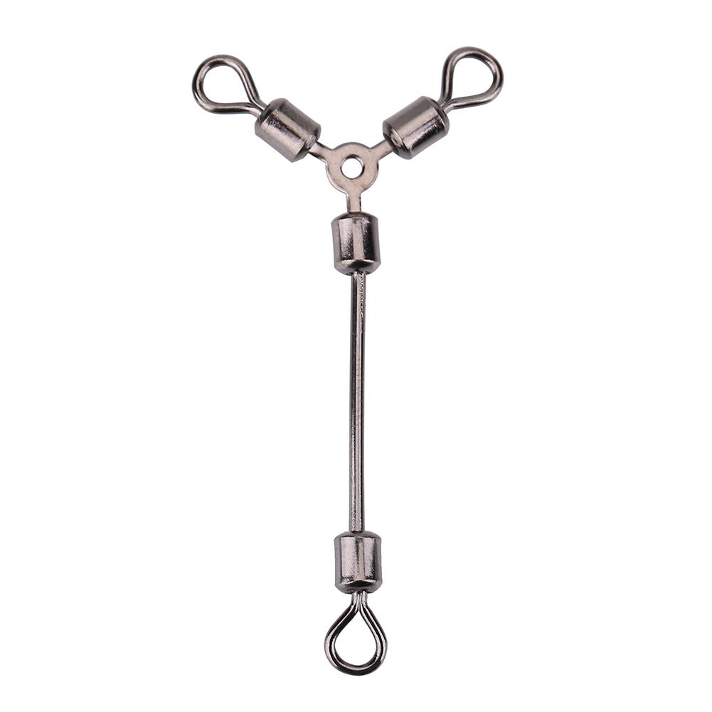 15Pcs Durable Y Shape 3 Way Rolling Swivels Fishing Hook Lure Connectors Tackle Accessory(12#)