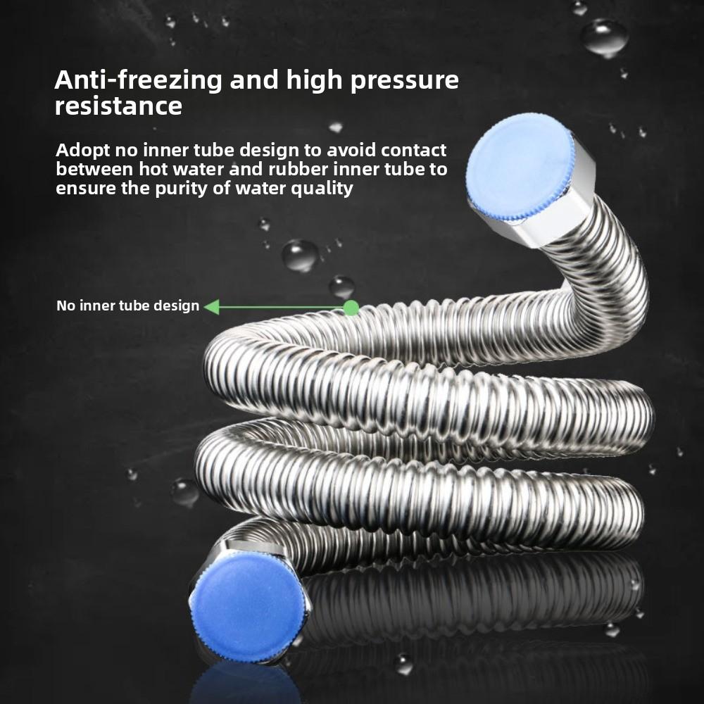 G1/2" Stainless Steel Corrugated Supply Hose Water Heater Connector Plumbing Pipe Hose Tube Thickened Extendable Hose Tube