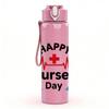 1PC Happy Nurses Day Design 750ml Color Plastic Sports Water Bottle Leakproof Flip Straw Lid Suitable for Sports Office Home Use