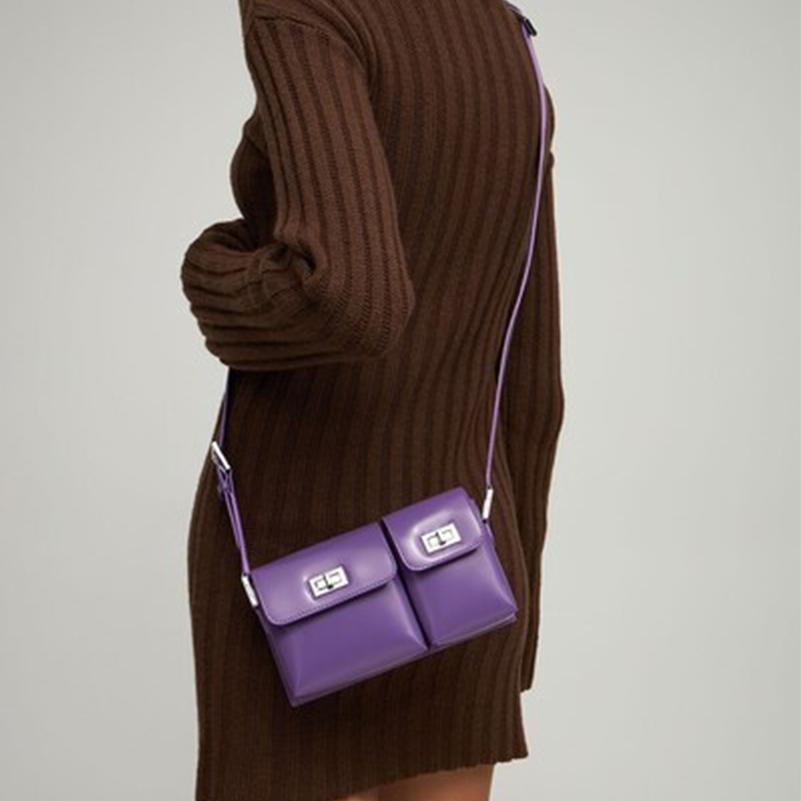 By Far Baby Billy Vintage Leather Patent Underarm Bag Gemini Crossbody Shoulder Bag Mini Women Bags Violet 21FWBABYBOUVWSMA