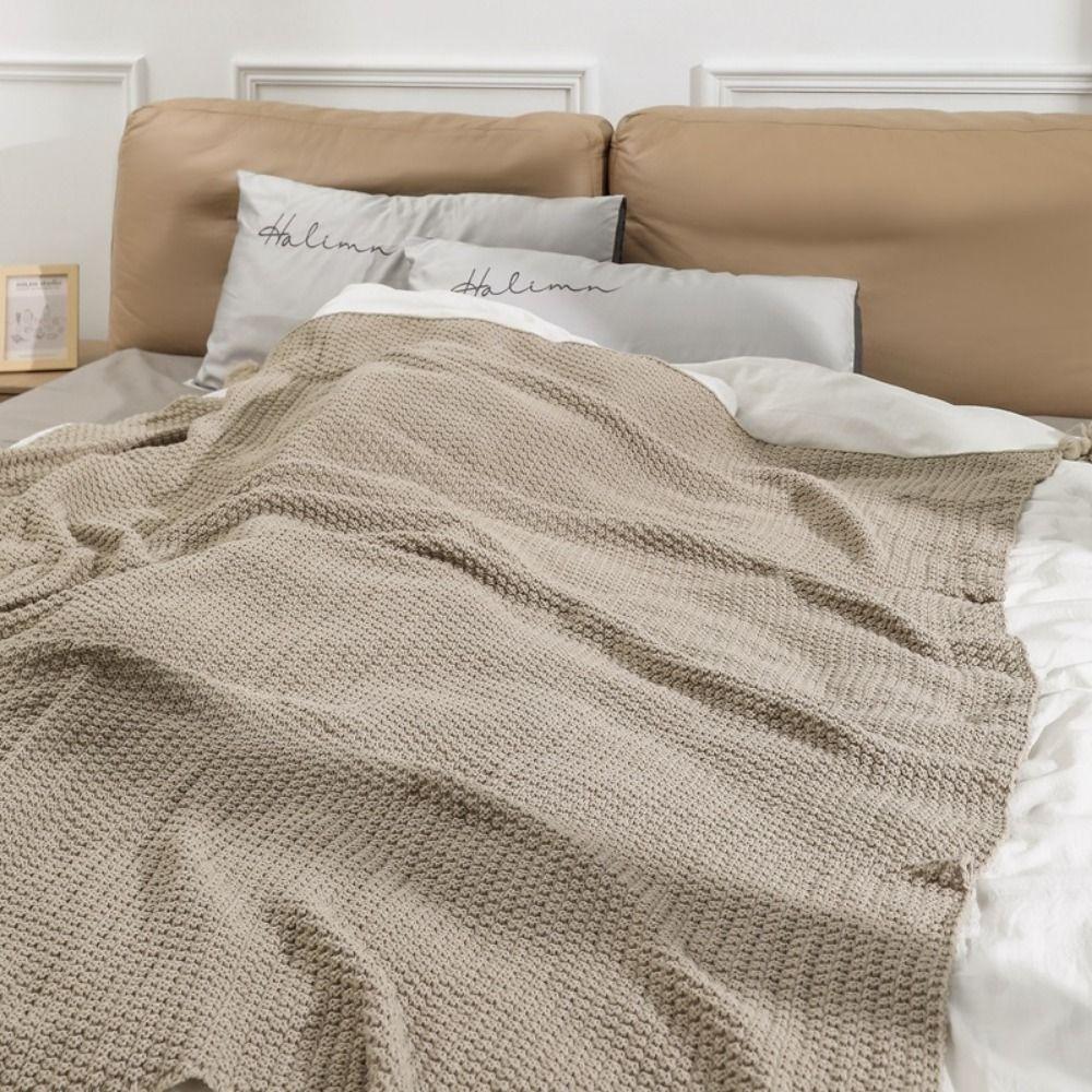 Инс Кисточка Вязаный Плед Утолщенный Плюшевый Плед Простой Однотонный Плед с Бахромой Зима