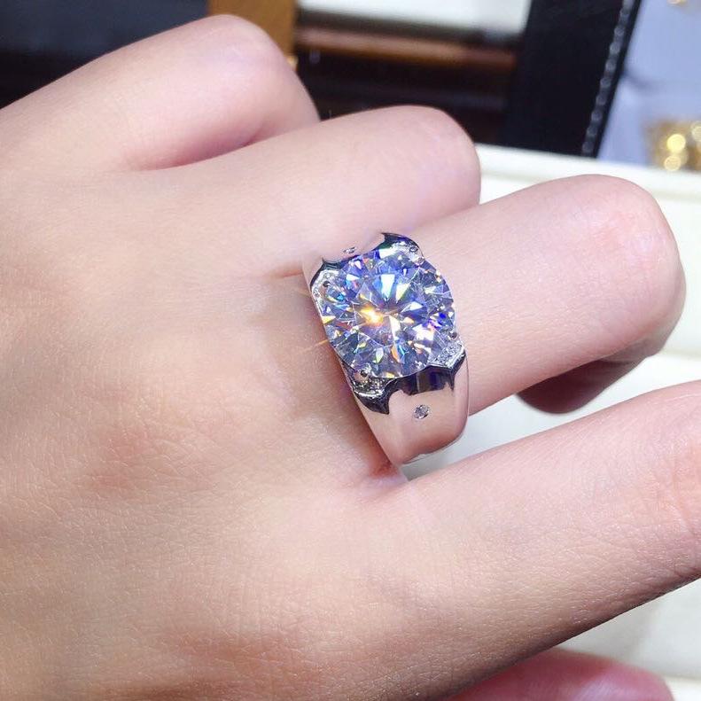 Кольцо в стиле бриллианта 5 карат, Сердца и Стрелы, Цвет PT950, Муассанит, Кольцо Открытого Размера для Мужчин и Женщин, Ювелирные Изделия из Серебра 925