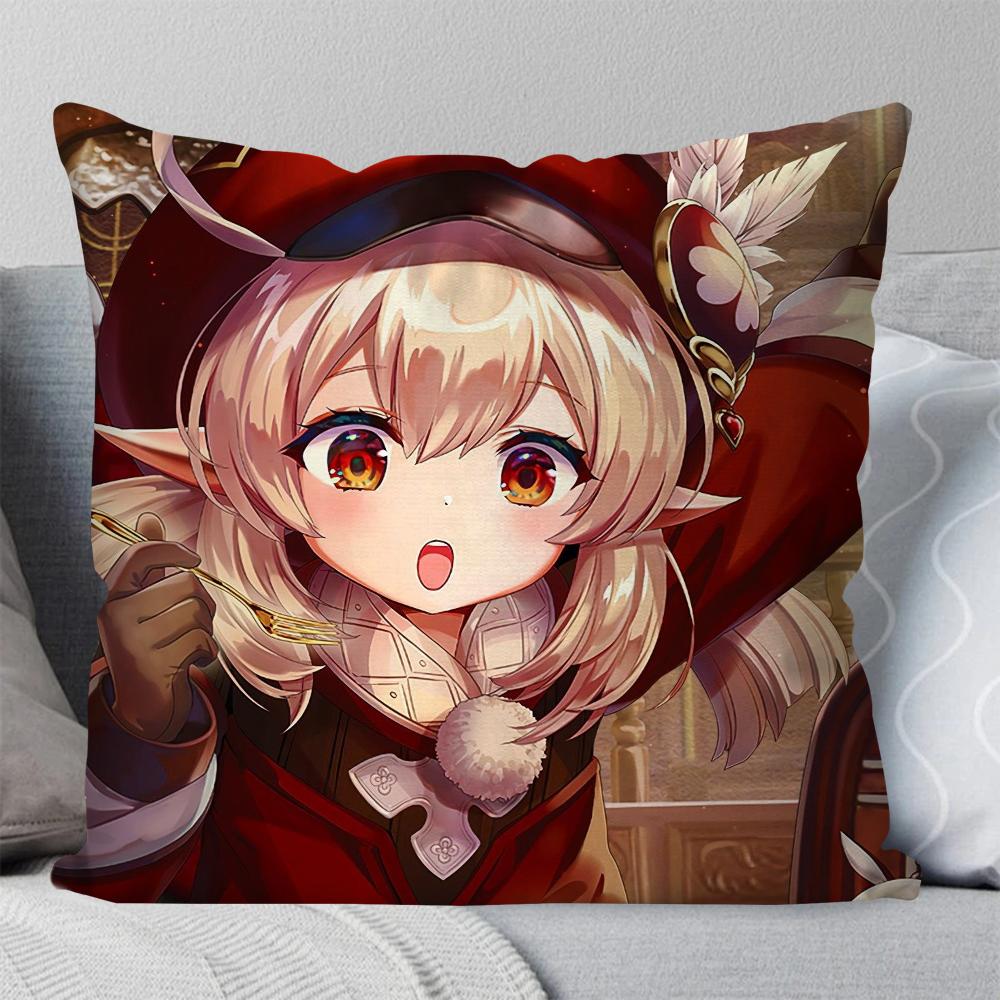 Клее Аниме Игра Genshin Impact Наволочка Квадратная Подушка Спальня Диван Досуг Комфортная Подушка Гостиная Домашнее Украшение 40X40