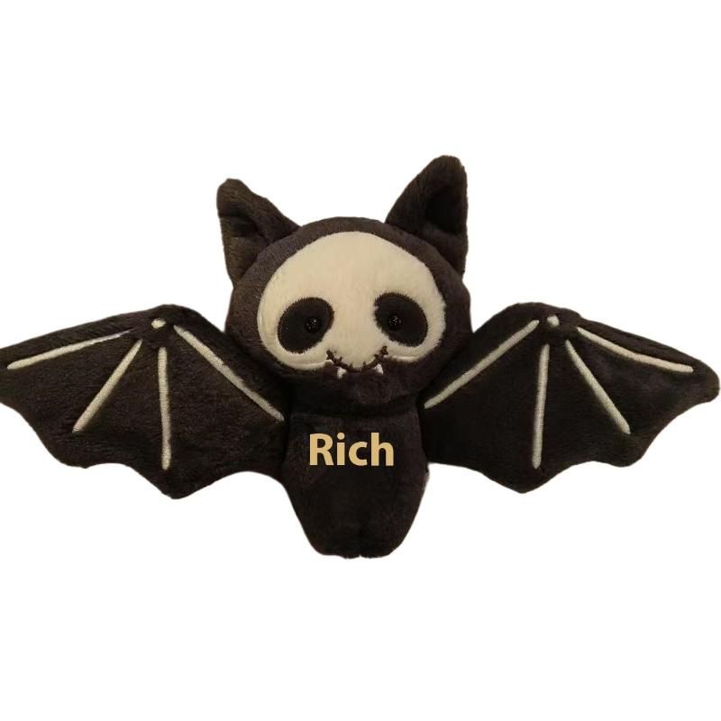 [HF]Hot 1Pc Kawaii Plush Skull Bat Keychain Cartoon Stuffed Doll Toy Bag Pendant Backpack Hanging Decoration Halloween Gifts