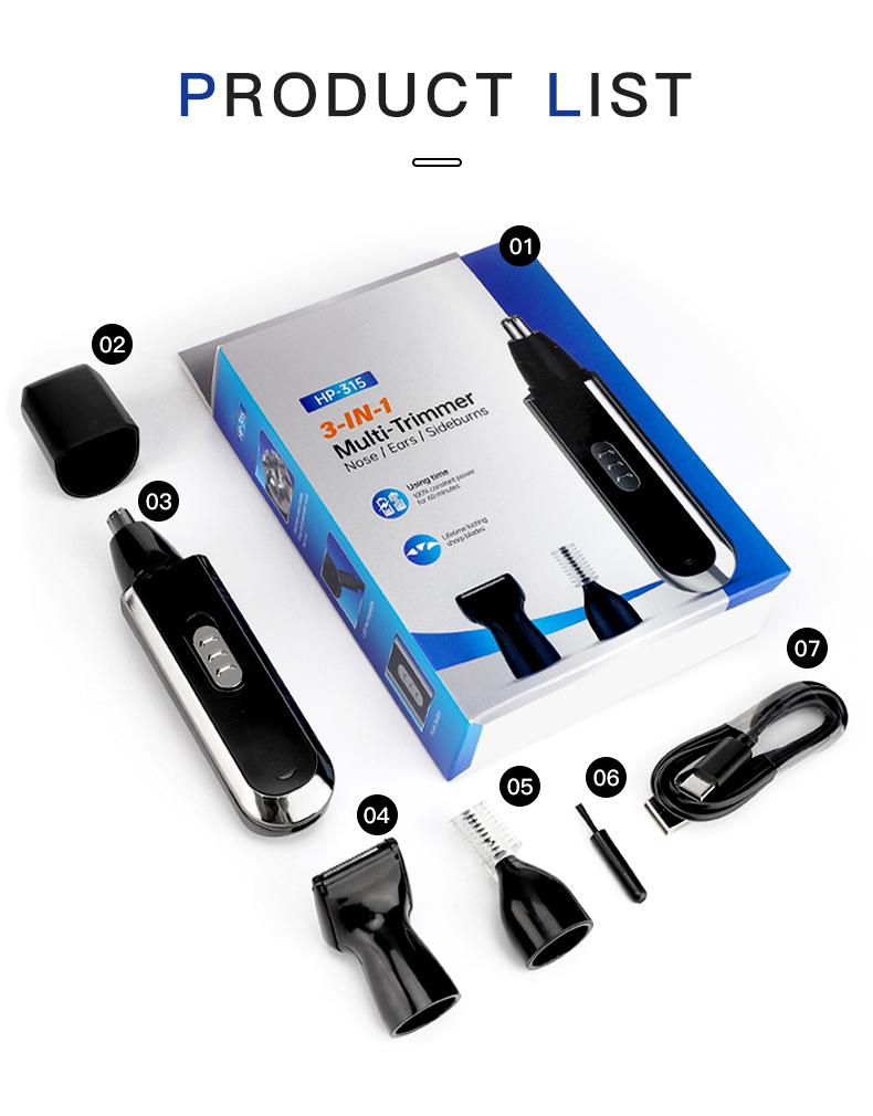 Новый мужской триммер для удаления волос в ушах и носу 3-в-1, многофункциональный набор для удаления волос в носу, бритва, триммер для бровей
