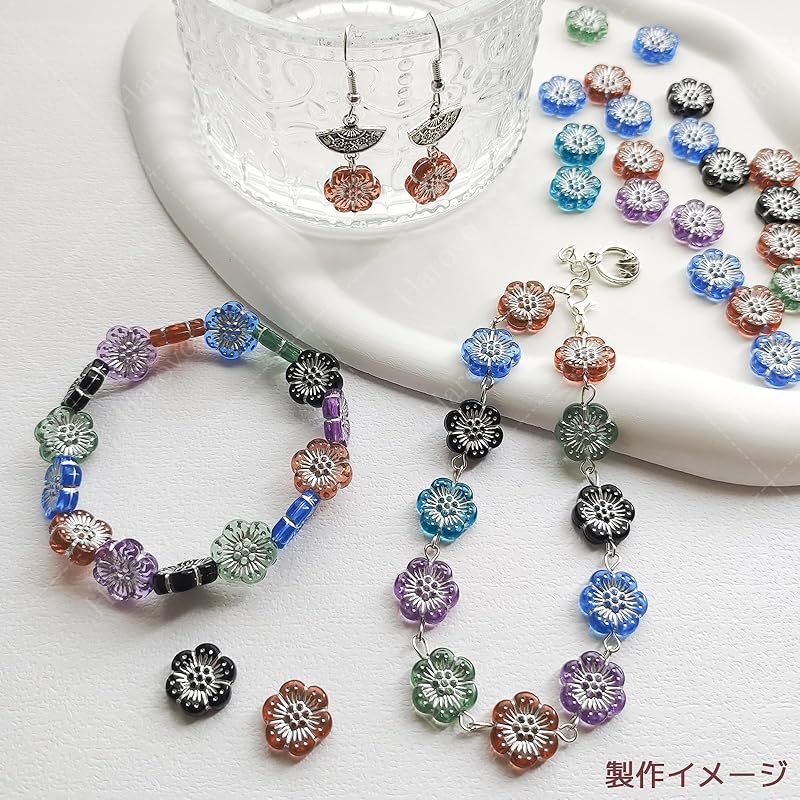 Харово цветочные бусины бусины микс антикварные бусины акриловые бусины декоративные бусины бусины рукоделие браслет серьги аксессуары детали 100 штук Смешанный цвет x