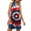 Women's V-neck Summer Casual Beach Vacation Women's Sleeveless Independence Day Print Sundress