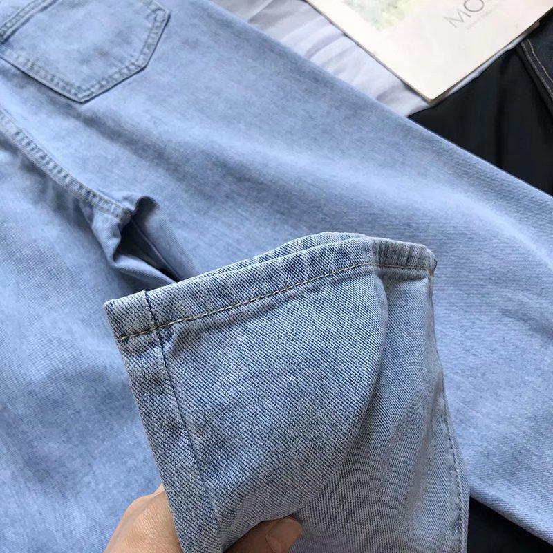 Women Jeans Spring Autumn Elastic Waist Light Blue Loose Denim Pants Harem Pants Female Casual Trousers