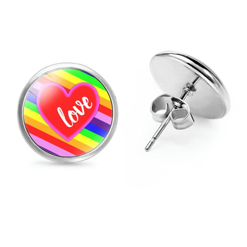 Элегантные металлические серьги-пусеты на тему радужного флага Простой и стильный дизайн 2022