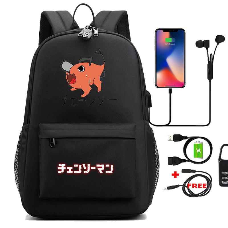 Рюкзак с принтом аниме для девочек, USB-сумка для ноутбука, школьный рюкзак для подростков, водонепроницаемый противоугонный школьный рюкзак