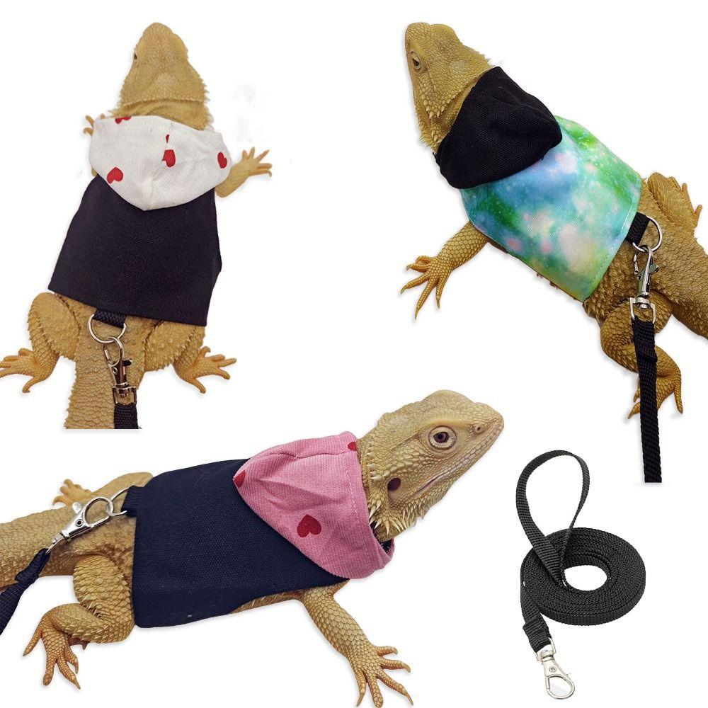 Canvas Bearded Dragon Lizard Hoodie Colorful Lizard Harness Vest Walking