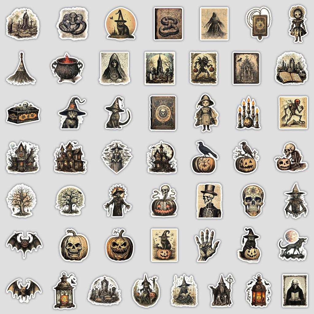 50 штук наклеек-граффити в скандинавском стиле на Хэллоуин, водонепроницаемые декоративные наклейки для чашек, наклейки для фестиваля Хэллоуин