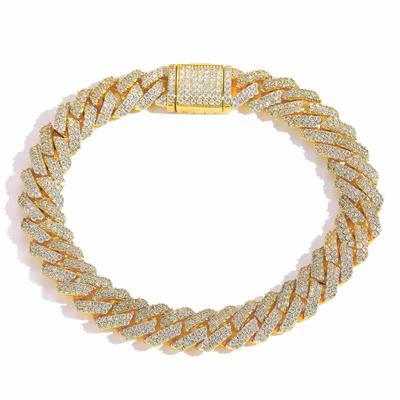 Fashion Personalized Hip Hop Jewelry 10mm Wide Prong Setting CZ Strips Cuban Link Bracelet Rhombus Iced Out Zircon Bracelet