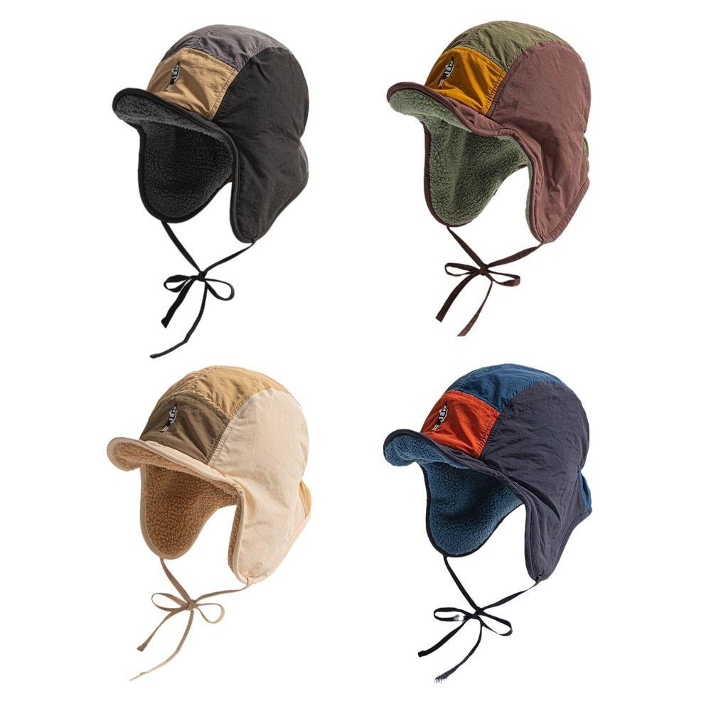 Color Matching Warm Hat Thickned Pilot Cap Fashion Ear Protection Hat Autumn Winter