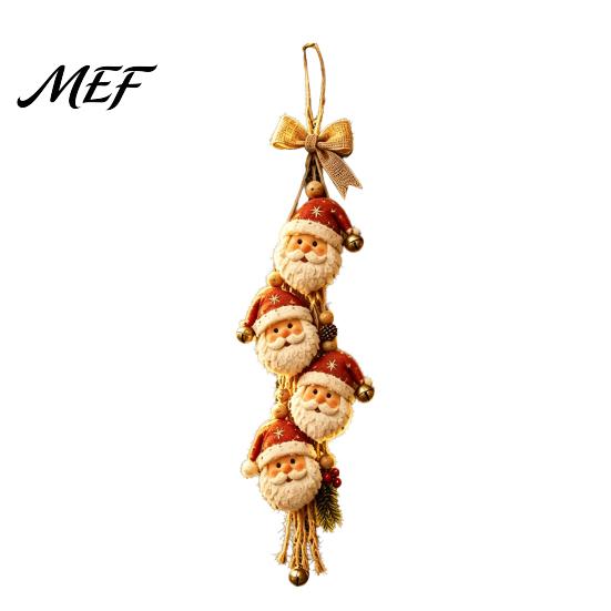 Xmas Tree Hanging Pendant Wooden Santa Claus Ornament, 2D Flat Pattern Sign with Jute Christmas Decorations for Home Shop Rope And Bell, Vintage Door