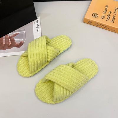 2024 зимние женские повседневные домашние тапочки вельветовые пушистые туфли тапочки с перекрестным дизайном женские мягкие теплые плюшевые тапочки