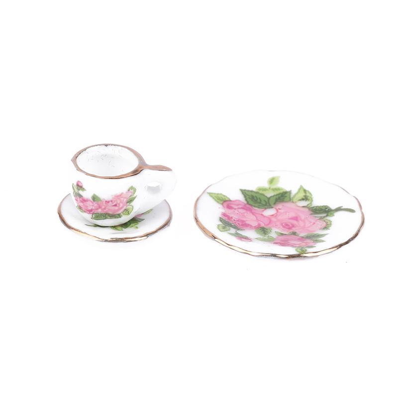 1Set 1:12 Dollhouse Miniature Porcelain Ceramic Tea Cup Set Tableware Kitchen Dollhouse Teapot Diy Toys