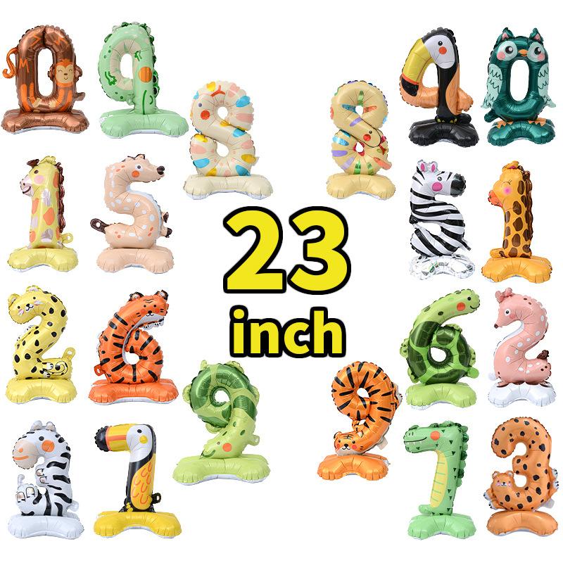23 Inch Animal Digital Column Aluminum Film Balloon Modeling 0-9 Birthday Scene Decoration