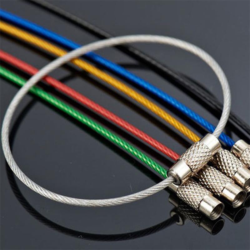 1 Pcs Key Holder Outdoor Tools Wire Keyrings Cable Rope Screw Locking Key Chain