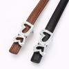 Rhinestone Heart Buckle Waist Belts Adjustable Holes Dress Belts Slim Waist Belt  Fashion Styling