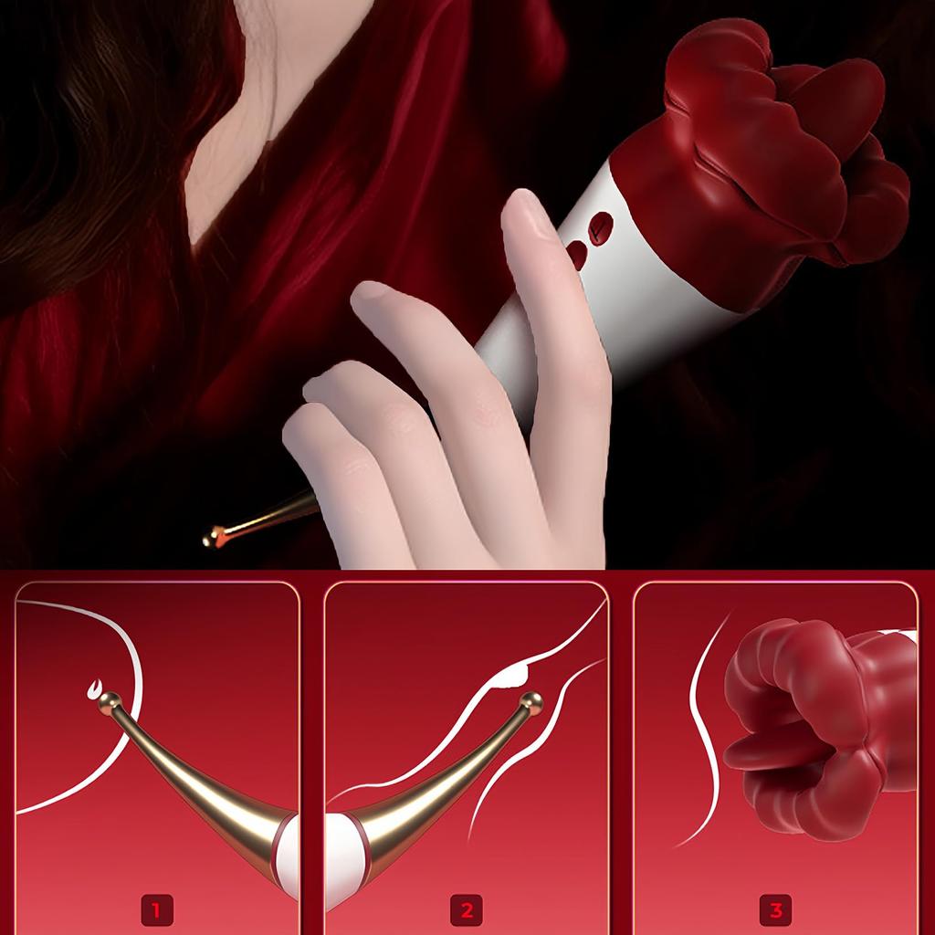 Yemax Вибратор для сосков для сосков Игрушки для взрослых для мягкого 10 Вибрация язычка Оба соска соска Игрушки для взрослых для взрослых USB Форма красного цветка Женщины,