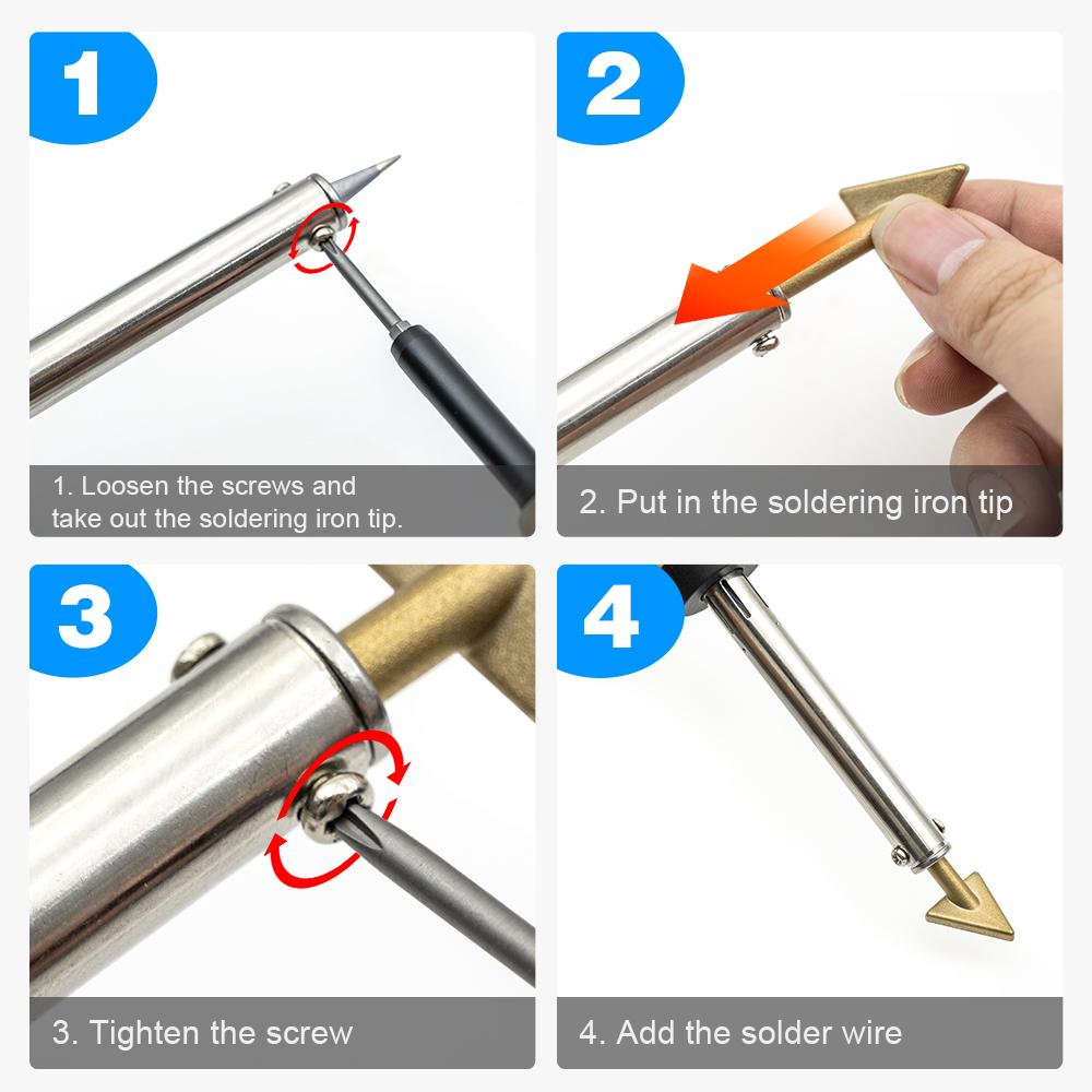 JCD 4pcs Soldering Iron Tips Copper Repair Triangular Smoothing Head Welding Tips Iron Plastic Welder-Replacement Tips