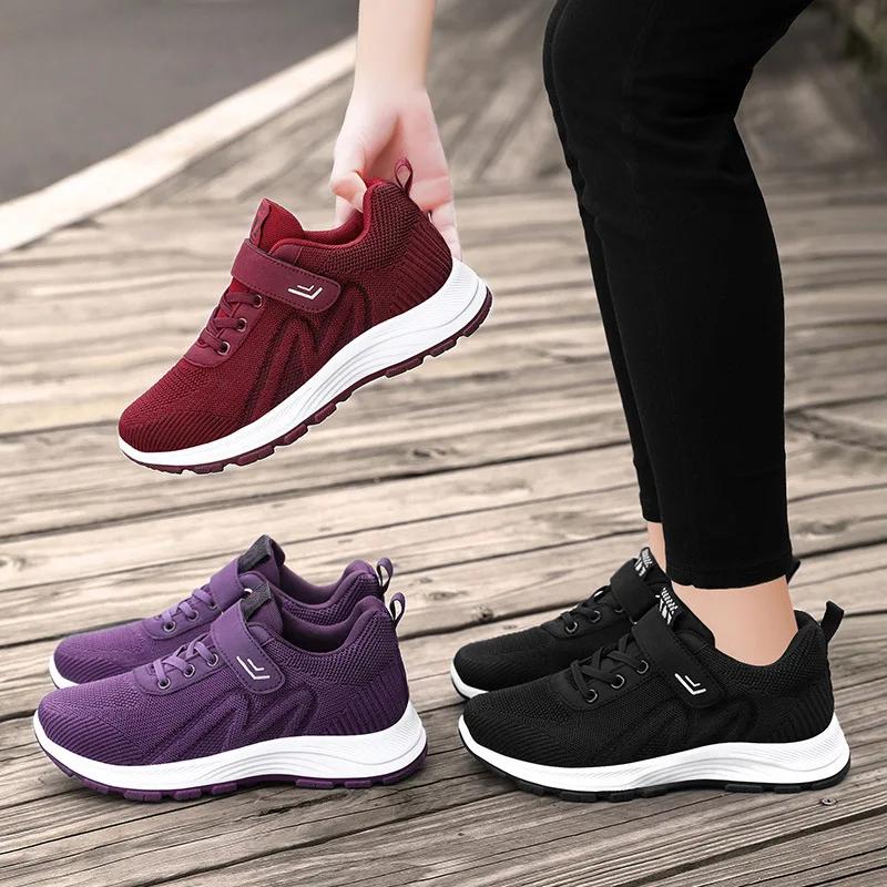 Women's Sports Shoes Running Shoes Ladies Breathable Sneakers Summer Light Mesh Outdoor Non-slip Leisure Lace Up Training Shoes