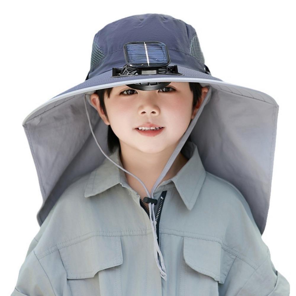 USB Charging Children's Solar Fan Hat Waterproof Sunshade Fan Cap Portable Summer Cooling Hat  Boys