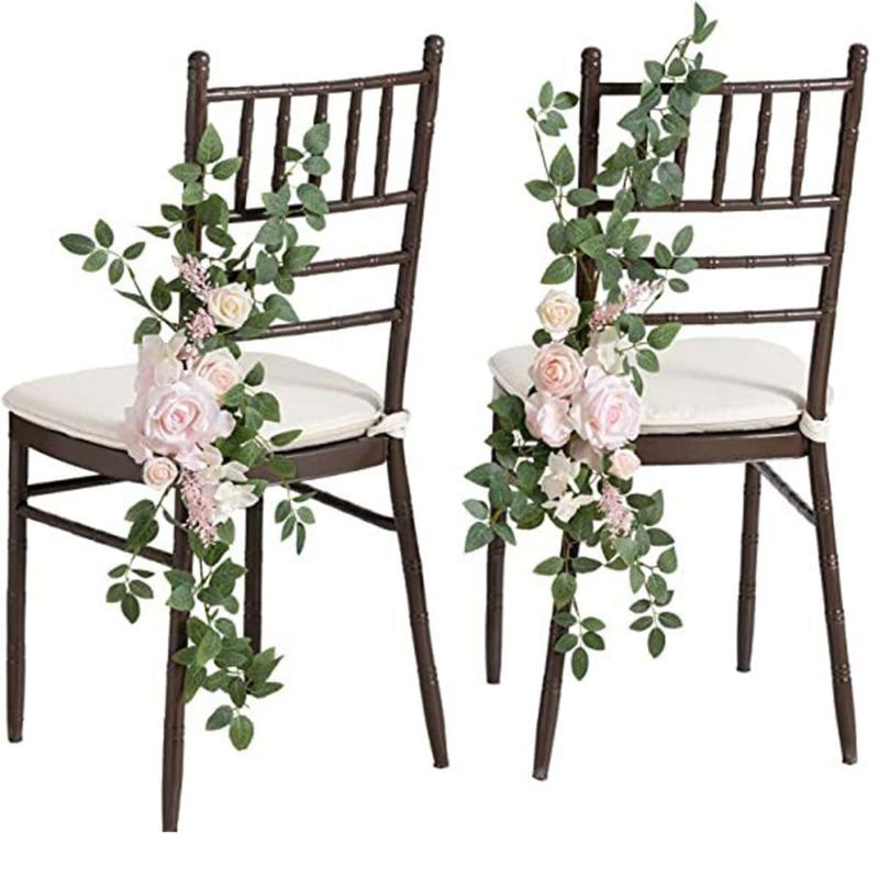 2 шт./компл., украшения для свадебного прохода, стулья, задняя скамья, композиция из цветов розы для уличного декора для свадебной церемонии, празднования
