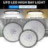 100/150/200 Вт UFO LED High Bay Lights Super Bright Водонепроницаемые Коммерческие Промышленные Маркеты Склады Гараж Мастерские Лампы AC220V