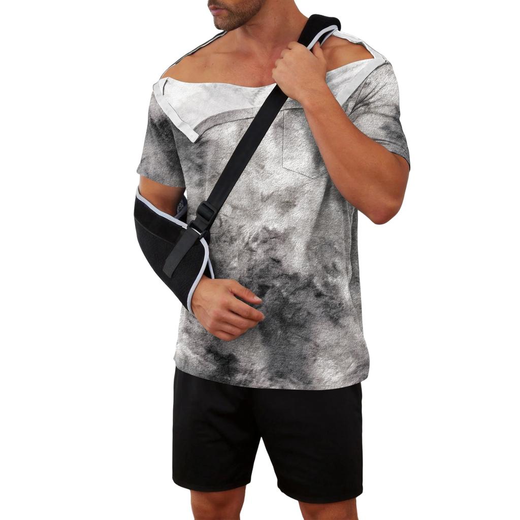 Men’s Tie Dye Printed Recovery Shirt Full Front Open Short Sleeve Side Design Comfortable Fit