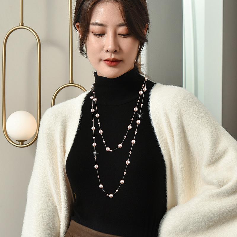 Pearl Clothes Pendant Accessories Necklace Women'S Sweater Chain 2022 Trendy Long Style Niche Autumn And Winter