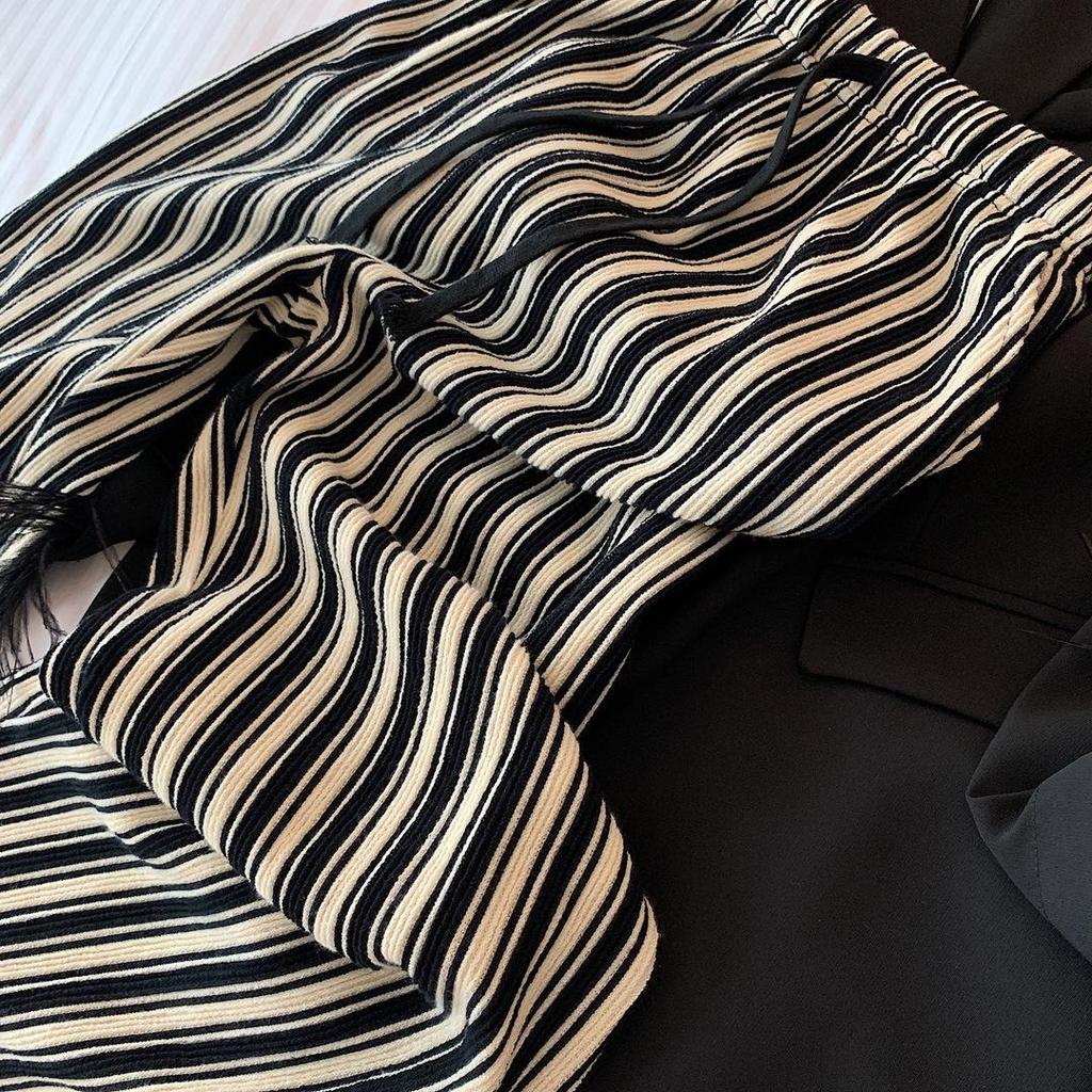 Женские брюки больших размеров в вертикальную полоску, с высокой талией, стройнящие, повседневные, длиной до пола, летние