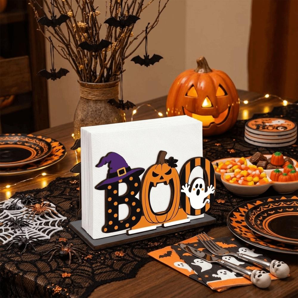 Cartoon Halloween Tissue Dispenser Ghost Pattern Tabletop Decoration Restaurant