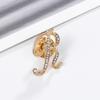 High-Precision Electroplated Vintage Alloy Brooch with Rhinestones