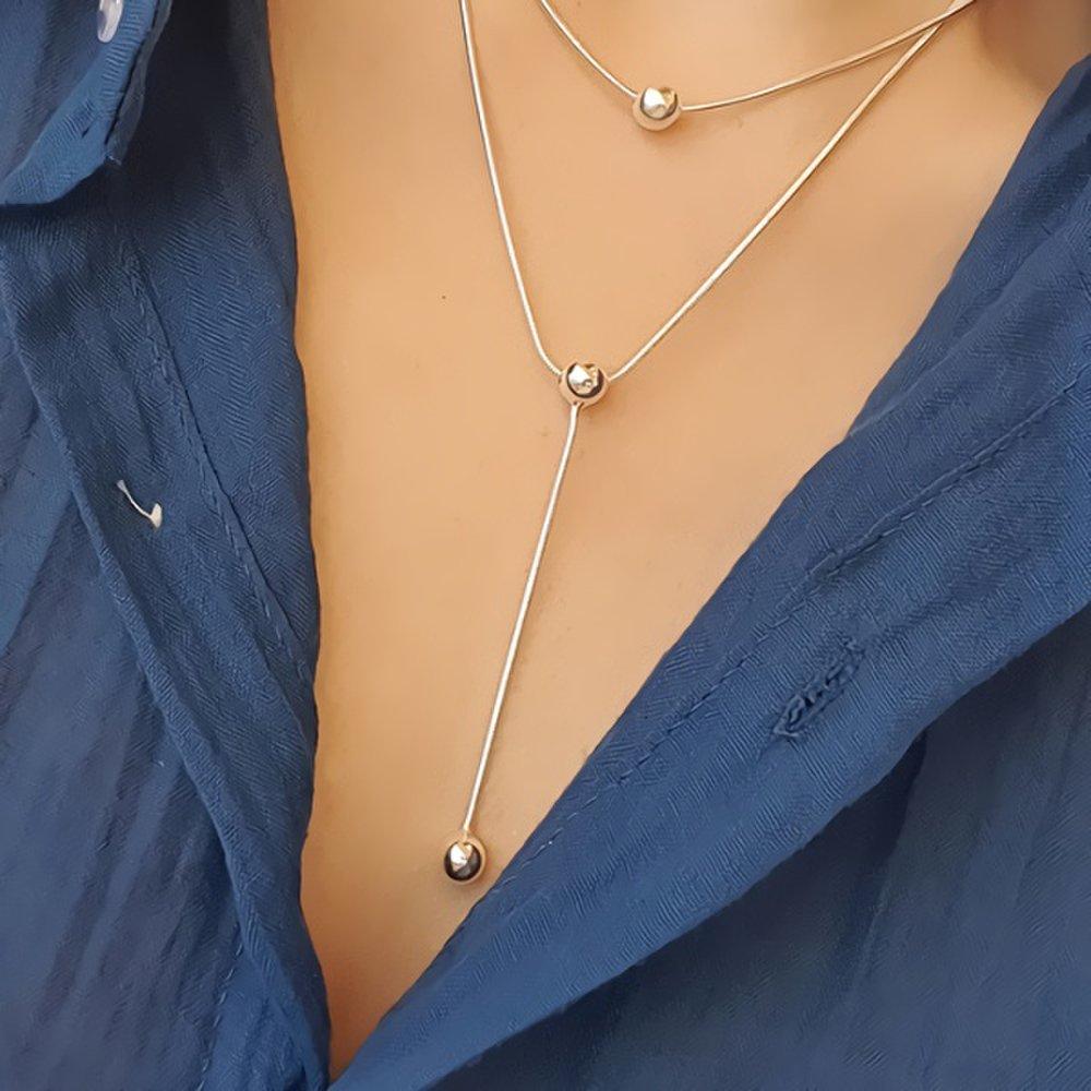 Women's Daily Drop Snake Chain Necklace (Two Chains at Once)