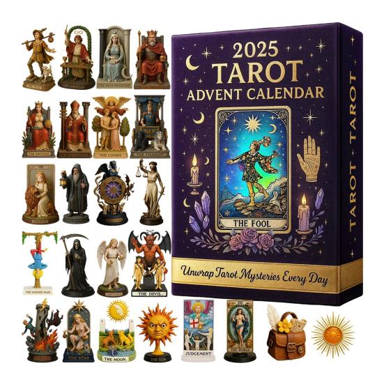 Tarot Advent Calendar 2025 24 Collectible 2D Tarot Card Figures Ornaments Set
