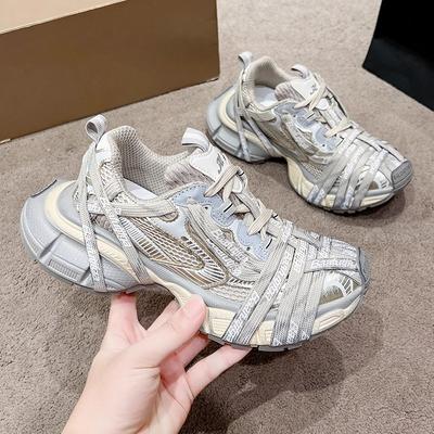 Мужские и женские кроссовки с плетеным ремешком в виде паука, с надписями, новые модели осени 2025 года, толстая подошва, сетчатая ткань, дышащие кроссовки.