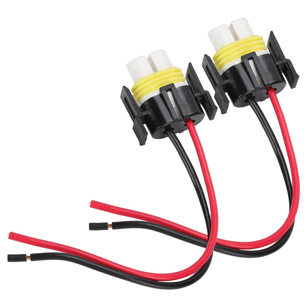 2Pcs H11 Ceramic Female Socket 2 Pin 2 Hole Wiring Harness Connector Replacement 1mm 1224V
