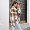 GMXIA Женские модные повседневные блузки и рубашки-поло с длинным рукавом и клетчатым принтом