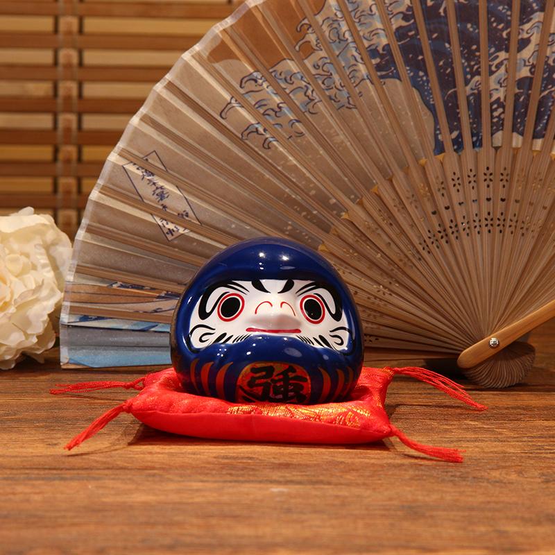 Japanese Ceramic Daruma Coin Bank Sculpture, Living Room Entrance and Hallway Table Decor, Wealth-Attracting Feng Shui Ornament