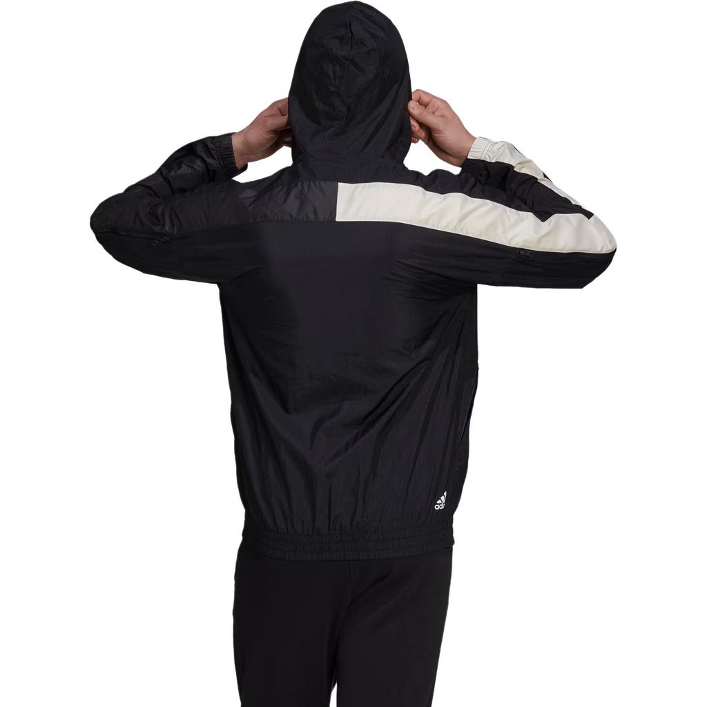 adidas Ветровка с капюшоном и контрастным логотипом Мужские куртки черные GT9769