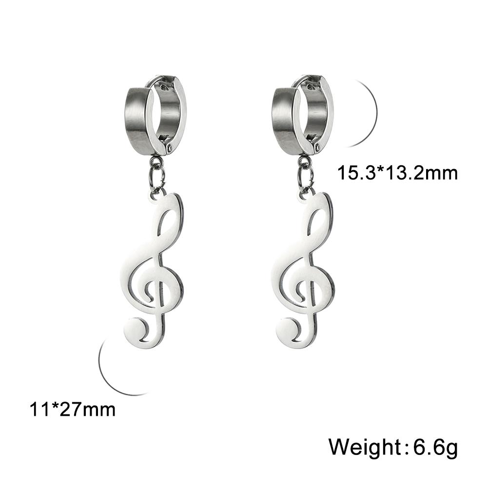 Серьги-подвески My Shape Fashion в виде нот для мужчин и женщин, сережки-клипсы на кольце из нержавеющей стали, панк-украшения для вечеринки, концерта