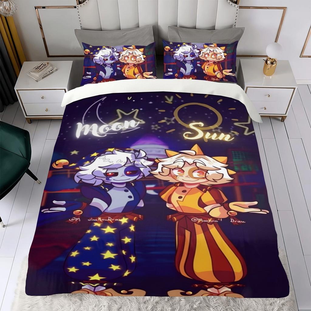 Cartoon Sundrop Moondrop Duvet Cover Pillowcase Bedding Set Kids Boy Bedroom Decoration Gift Single Double Large Size