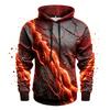 Men Black Blue Lightning Skull Print Hoodie Drawstring Pocket Long Sleeve Casual Pullover Sweatshirt